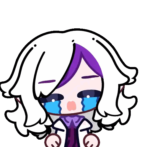Girl with Purple and White Hair Crying