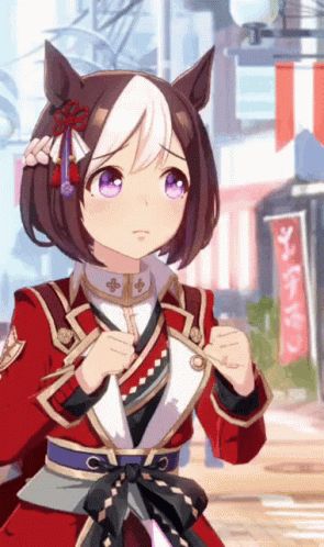 Girl With Purple Eyes And Red Jacket By Sign A GIF