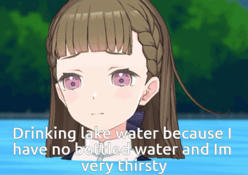 Girl With Purple Eyes Drinking Lake Water