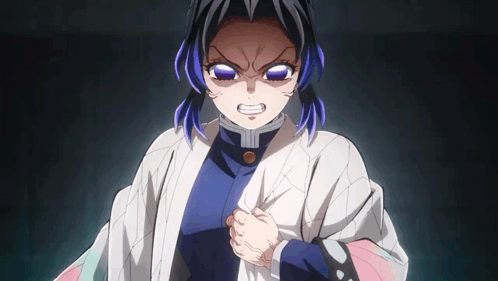 Girl with Purple Eyes Fist in Air Dark