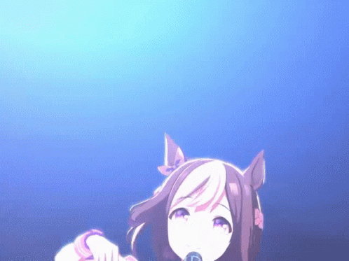 Girl With Purple Eyes Holding Microphone GIF