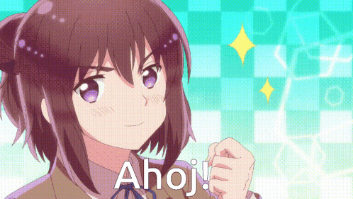 Girl With Purple Eyes Making Fist Ahoj GIF