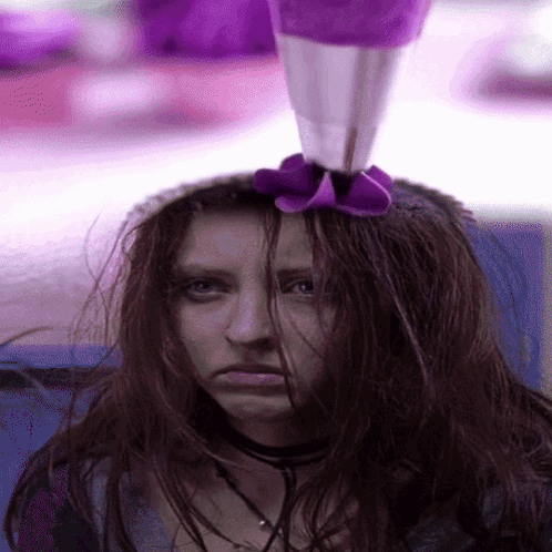 Girl With Purple Flower On Head GIF