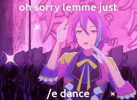 Girl With Purple Hair And Blue Eyes Dancing In Crowd GIF