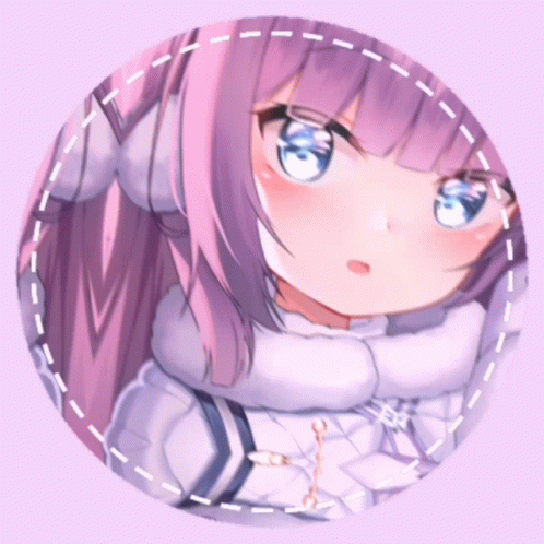 Girl With Purple Hair and Blue Eyes in Circle