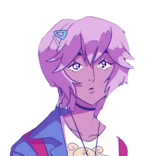 Girl with Purple Hair and Blue Triangle