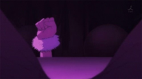 Girl With Purple Hair And Cat Ears Peeking GIF