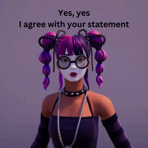 Girl with Purple Hair and Glasses Says Yes