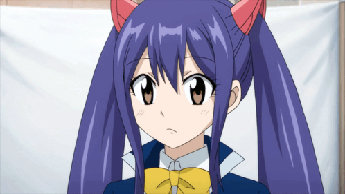 Girl With Purple Hair and Horns in School Uniform