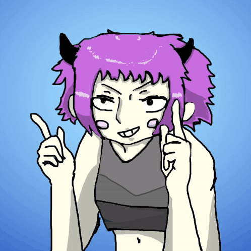 Girl with Purple Hair and Horns