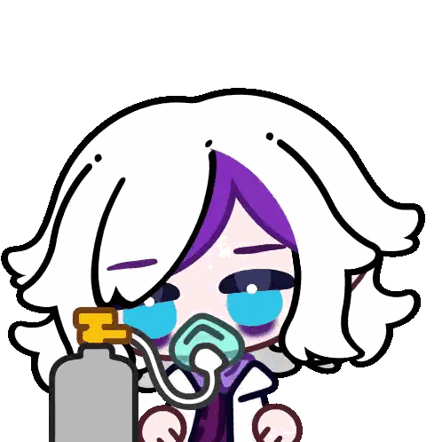 Girl with Purple Hair and Oxygen Mask