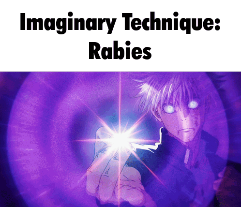 Girl With Purple Hair and Red Eyes Surrounded by Pink Hearts Saying Ably Get Rabies