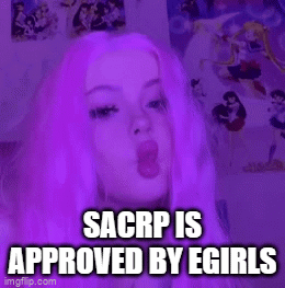 Girl with Purple Hair and Sacrp Approved Face
