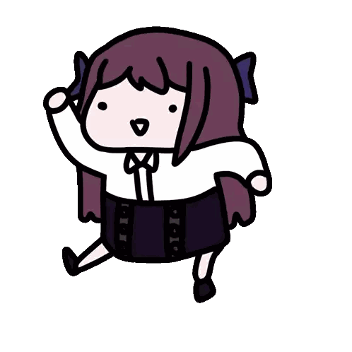 Girl with Purple Hair and Skirt
