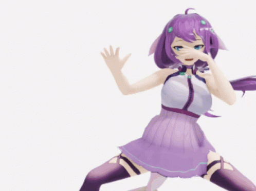 Girl With Purple Hair And White Dress GIF