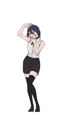 Girl With Purple Hair Black Shorts