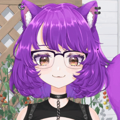 Girl With Purple Hair, Glasses, Black Choker