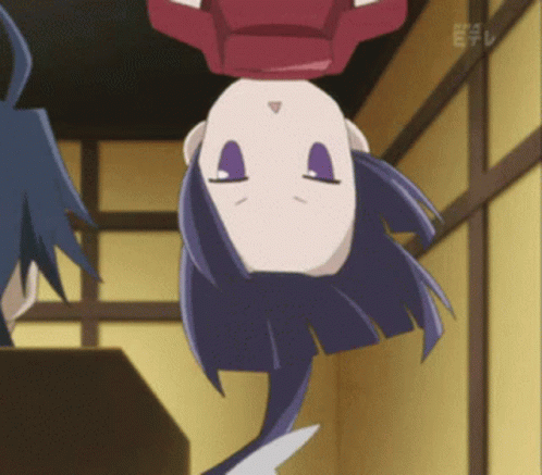 Girl With Purple Hair Hanging Upside Down GIF