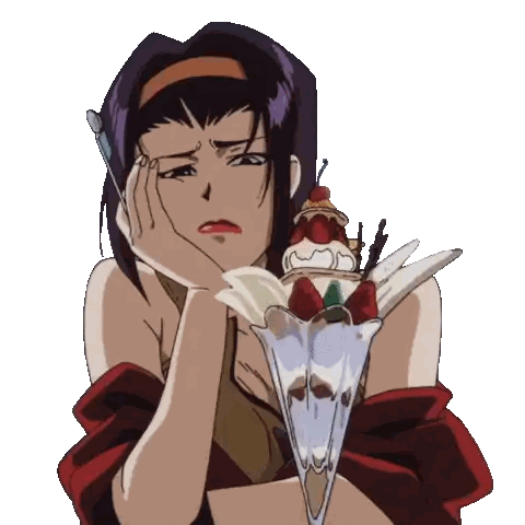 Girl with Purple Hair Holding Ice Cream Sundae