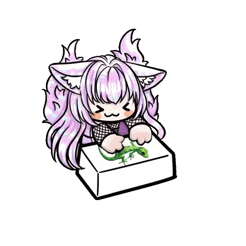 Girl with Purple Hair Holding Lizard