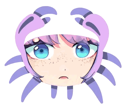 Girl with Purple Hair in Crab Costume