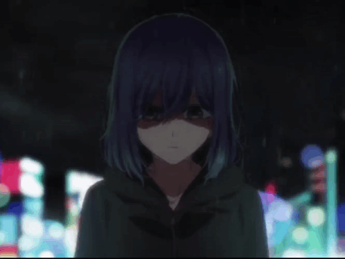 Girl With Purple Hair in Dark City