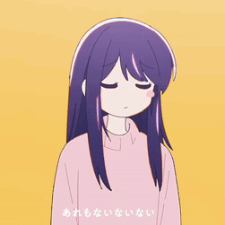 Girl With Purple Hair In Pink Sweater GIF