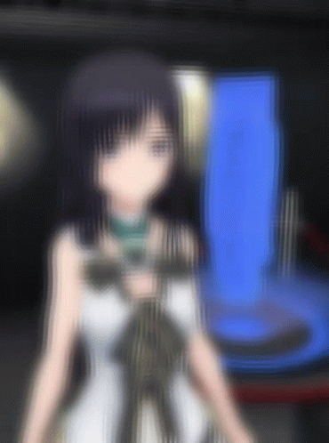 Girl With Purple Hair In White Dress GIF