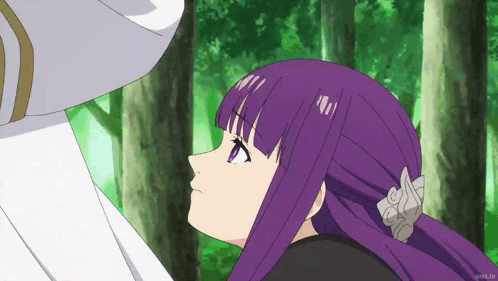 Girl With Purple Hair Looking Up GIF