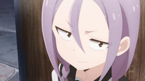 Girl With Purple Hair Making a Face