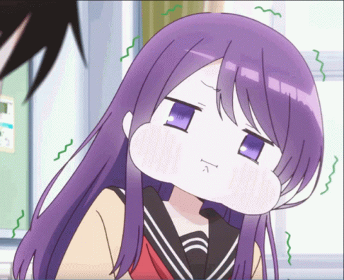 Girl With Purple Hair Making Funny Face Eyes Closed GIF