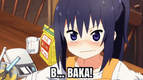 Girl with Purple Hair Saying Baka