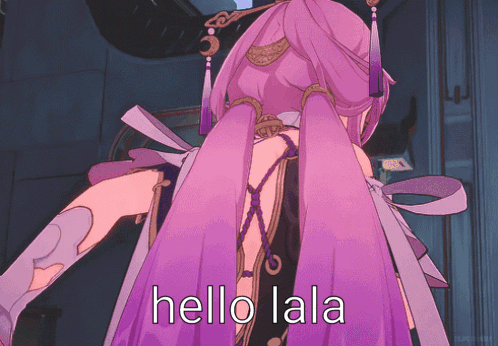 Girl With Purple Hair Saying Hello Lala GIF