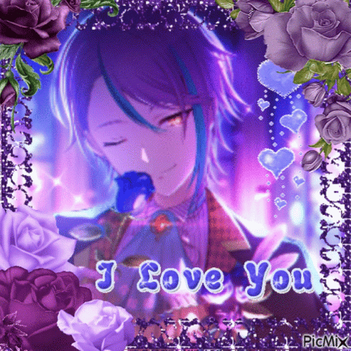 Girl With Purple Hair Saying I Love You