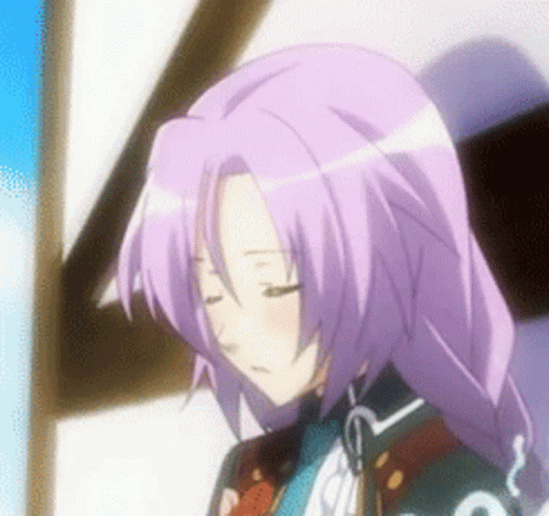 Girl With Purple Hair Smiling Eyes Closed GIF