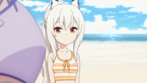 Girl With Purple Hair Standing Next To Another Girl GIF