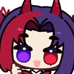 Girl With Red and Purple Hair and Horns