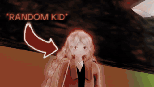 Girl With Red Arrow Pointing To Random Kid GIF