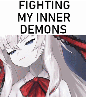 Girl With Red Bow Saying Fighting My Inner Demons GIF