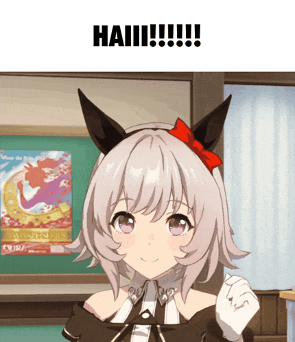 Girl With Red Bow Says Haii