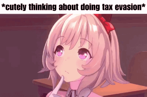 Girl With Red Bow Thinking About Tax Evasion
