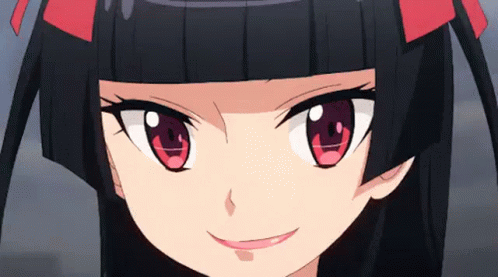 Girl with Red Eyes and Black Hair