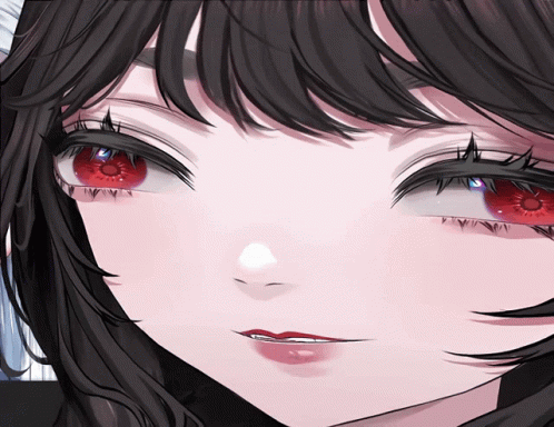 Girl With Red Eyes and Black Hair