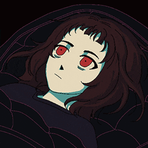 Girl With Red Eyes And Triangle Face GIF