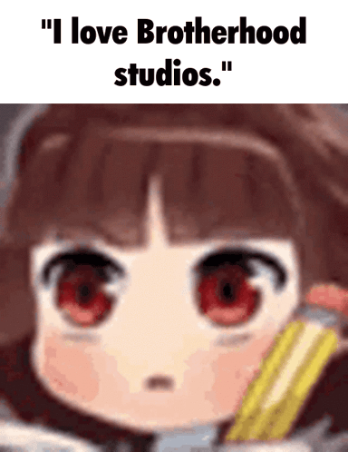 Girl with Red Eyes Holding Pencil