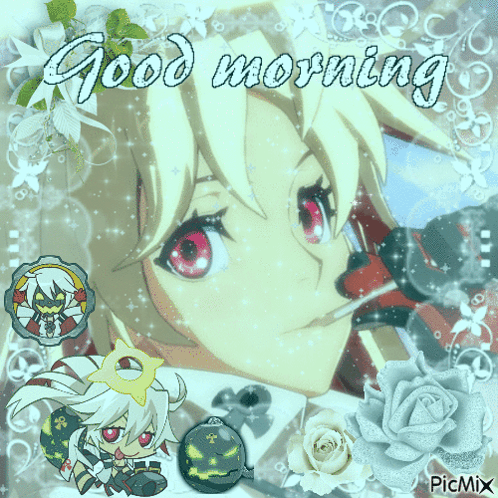 Girl with Red Eyes Saying Good Morning