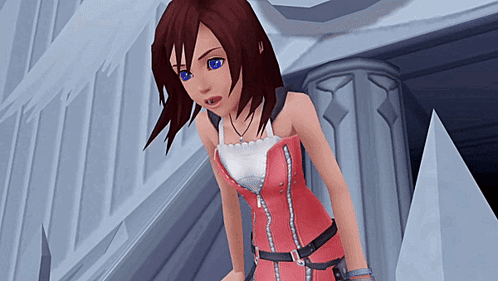 Girl With Red Hair And Blue Eyes Standing In Field GIF