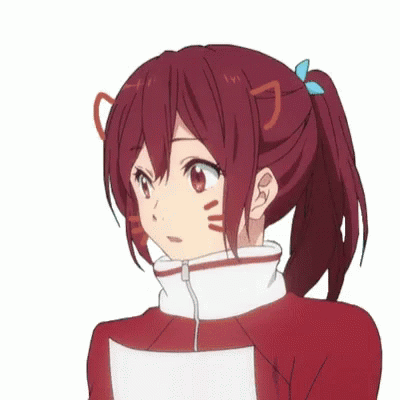 Girl with Red Hair and Ponytail in Red and White Jacket