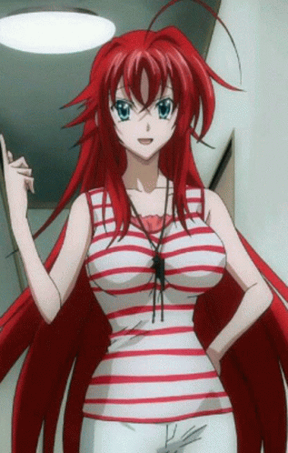 Girl with Red Hair in Striped Shirt