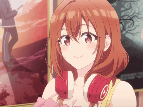 Girl With Red Hair Wearing Headphones With Letter O